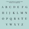 Alphabet showing the elegant font used for initials personalisation on Edoaria’s Ciel des Rêves Grand Toiletry Bags.