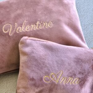 Edoaria bags from the Rouge Amour collection personnalised with name in gold embroidery