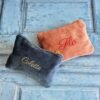 Edoaria essentials sleek pouch nom personnalisé Edoaria smallest pouch from the Jardin des Cyclades collection personnalised with name in gold and red embroidery