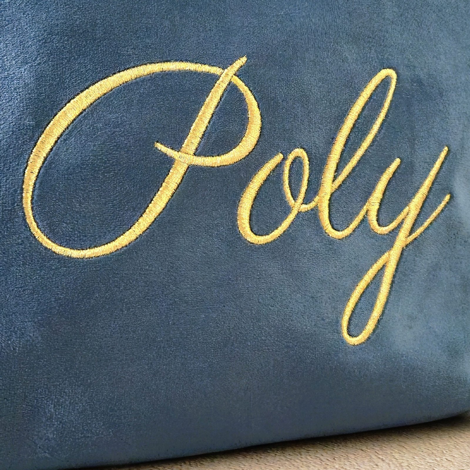 Edoaria bags from the Jardin des Cyclades collection personnalised with name in gold embroidery